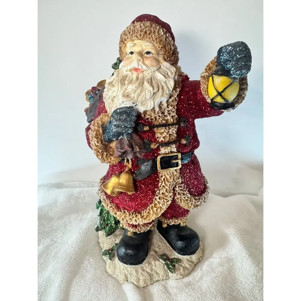 Vintage Young’s Inc. Santa Figurine Colorful Glitter-Lovers Christmas Statue Y2K